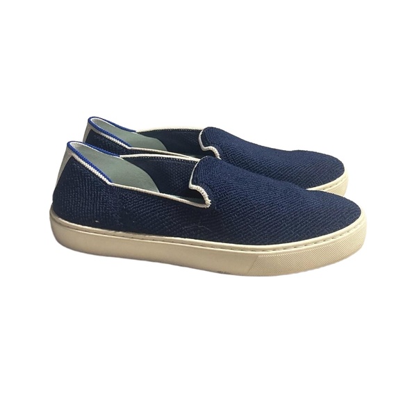 Rothys Loafers Womens 9.5 Navy Blue Terry Sapphire Fabric Slip On Sneakers Shoes - Picture 1 of 10